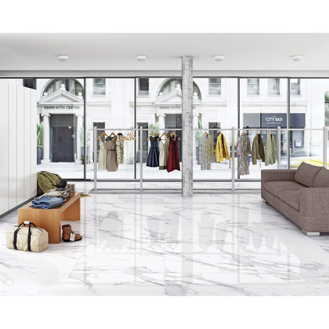 Statuario Mercury 60x60 White Polished Porcelain Tile